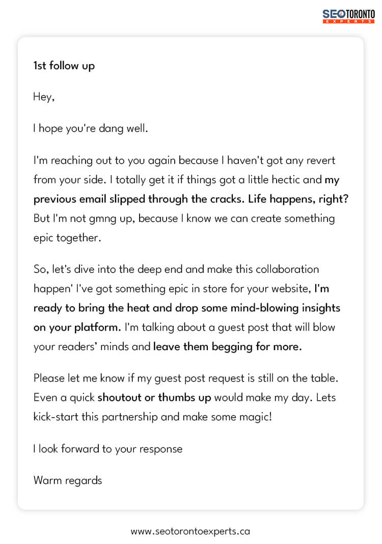 follow up email for guest blogging