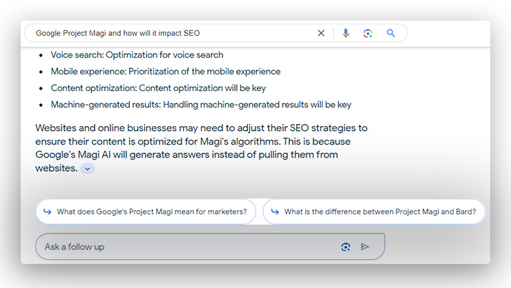 google project magi sge search